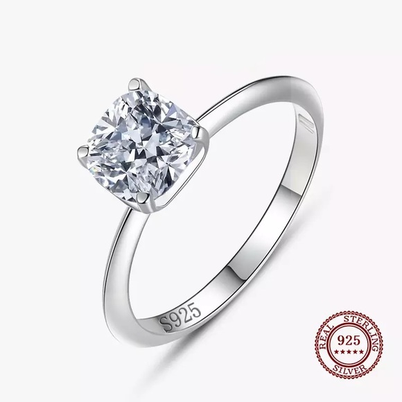 1.25Ct CUSHION Cut VVS Square Stone Prong Setting Solitaire Ring - Picture 13 of 15